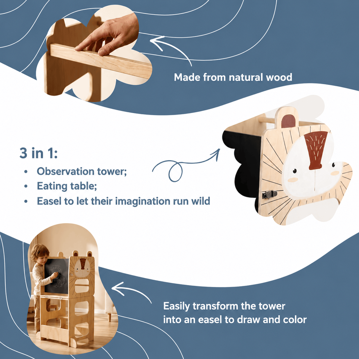 Torre per l'Apprendimento 3 in 1 Montessori Montessori & Giocattoli