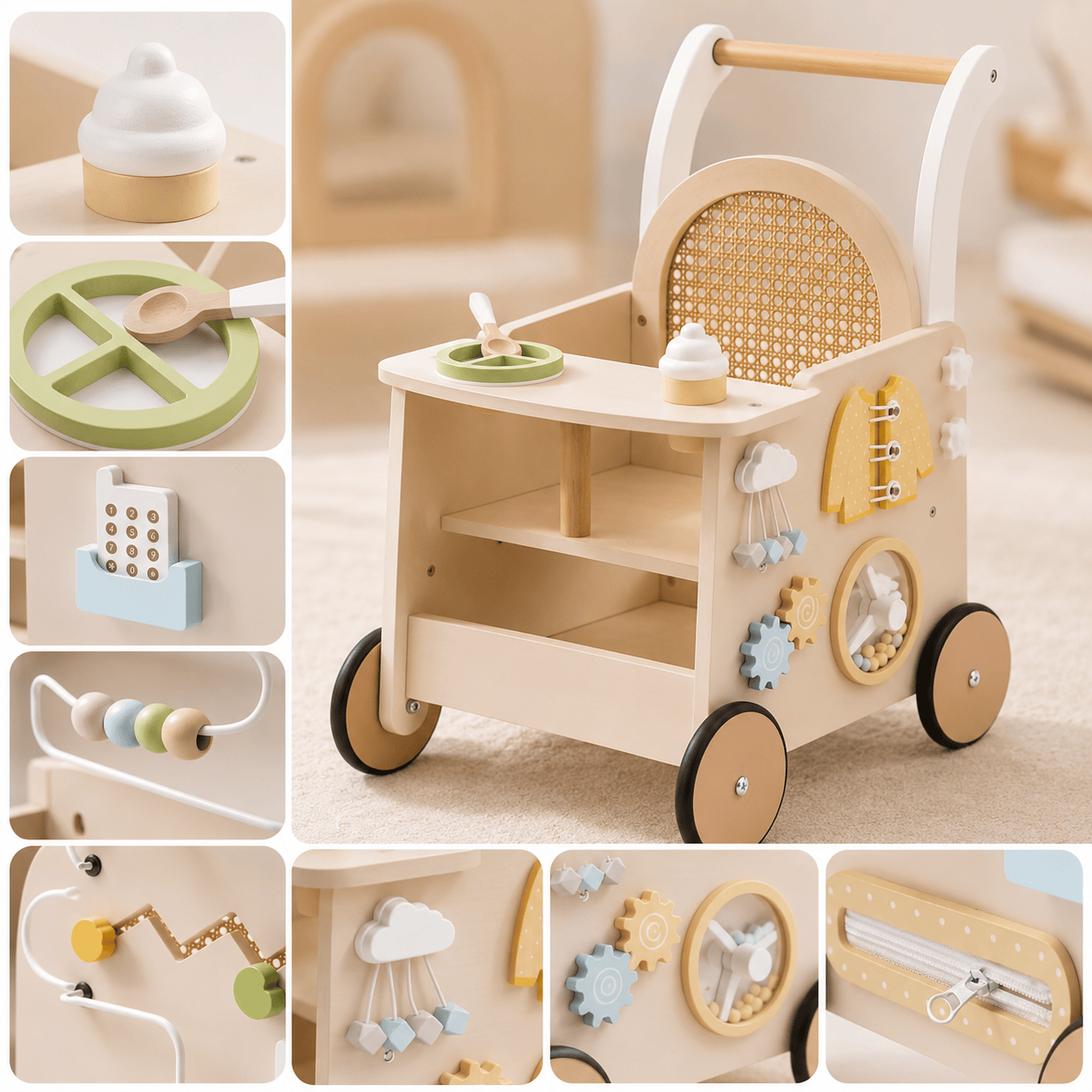 Wooden Baby Walker Push Toy Learning to Walk Montessori & Toys