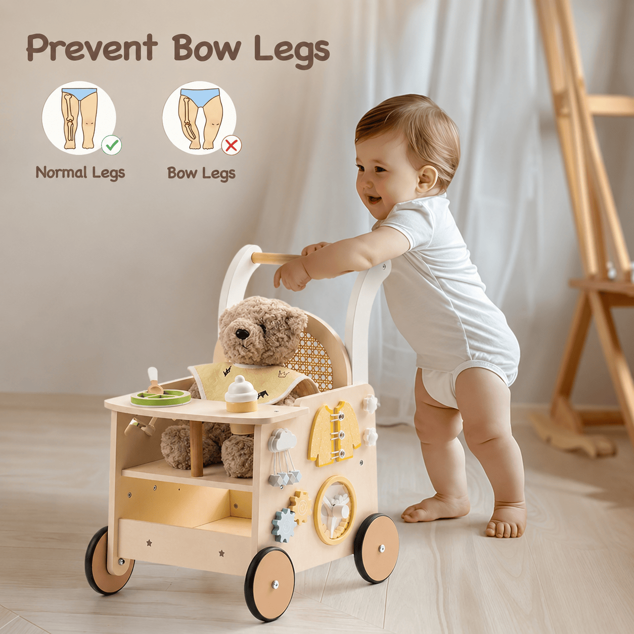 Wooden Baby Walker Push Toy Learning to Walk Montessori & Toys