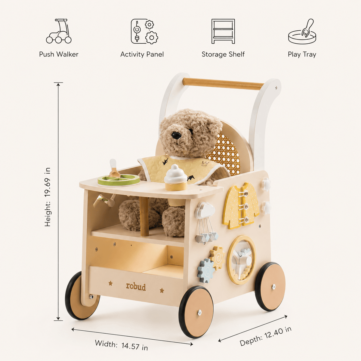 Wooden Baby Walker Push Toy Learning to Walk Montessori & Toys