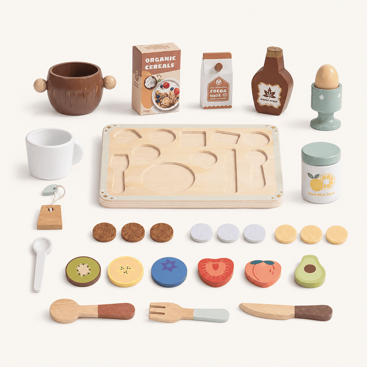 Wooden Breakfast Play Food Set Kids Toy Montessori & Toys