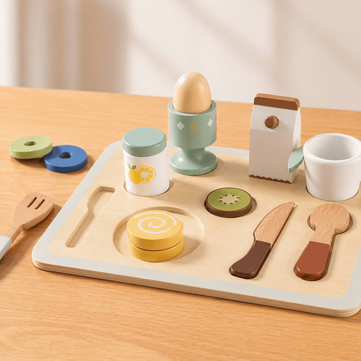Wooden Breakfast Play Food Set Kids Toy Montessori & Toys