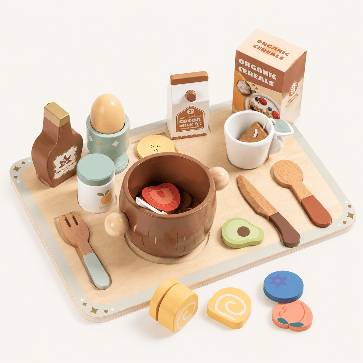 Wooden Breakfast Play Food Set Kids Toy Montessori & Toys