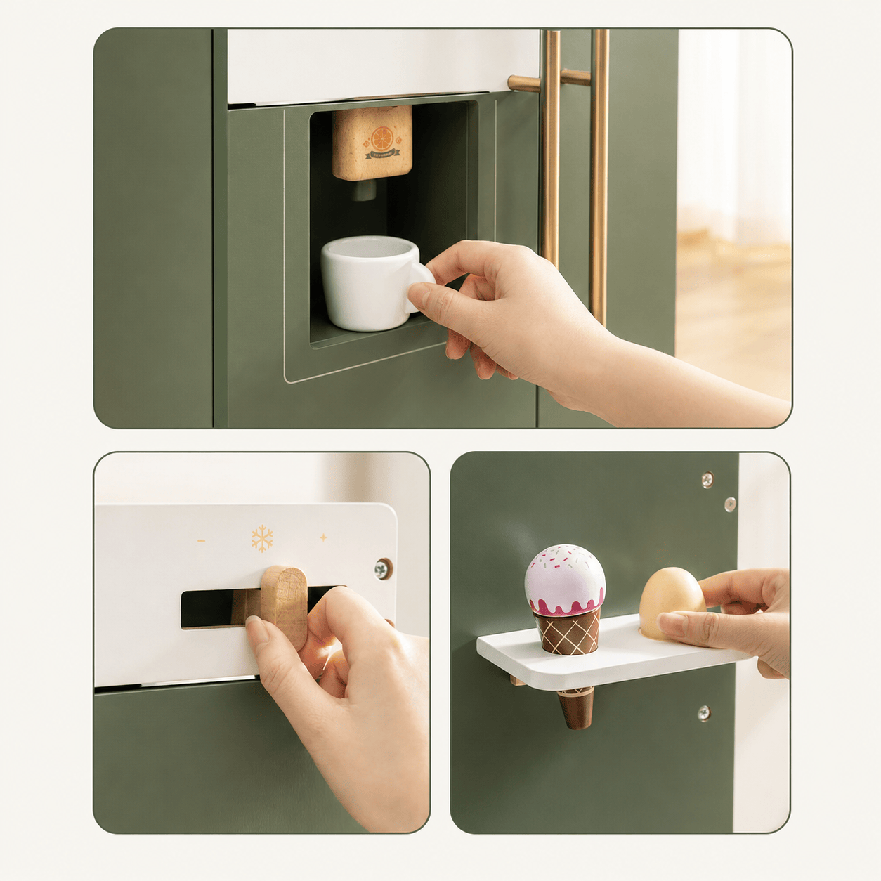 Wooden Toy Fridge Kids Play Kitchen Vintage Montessori & Toys