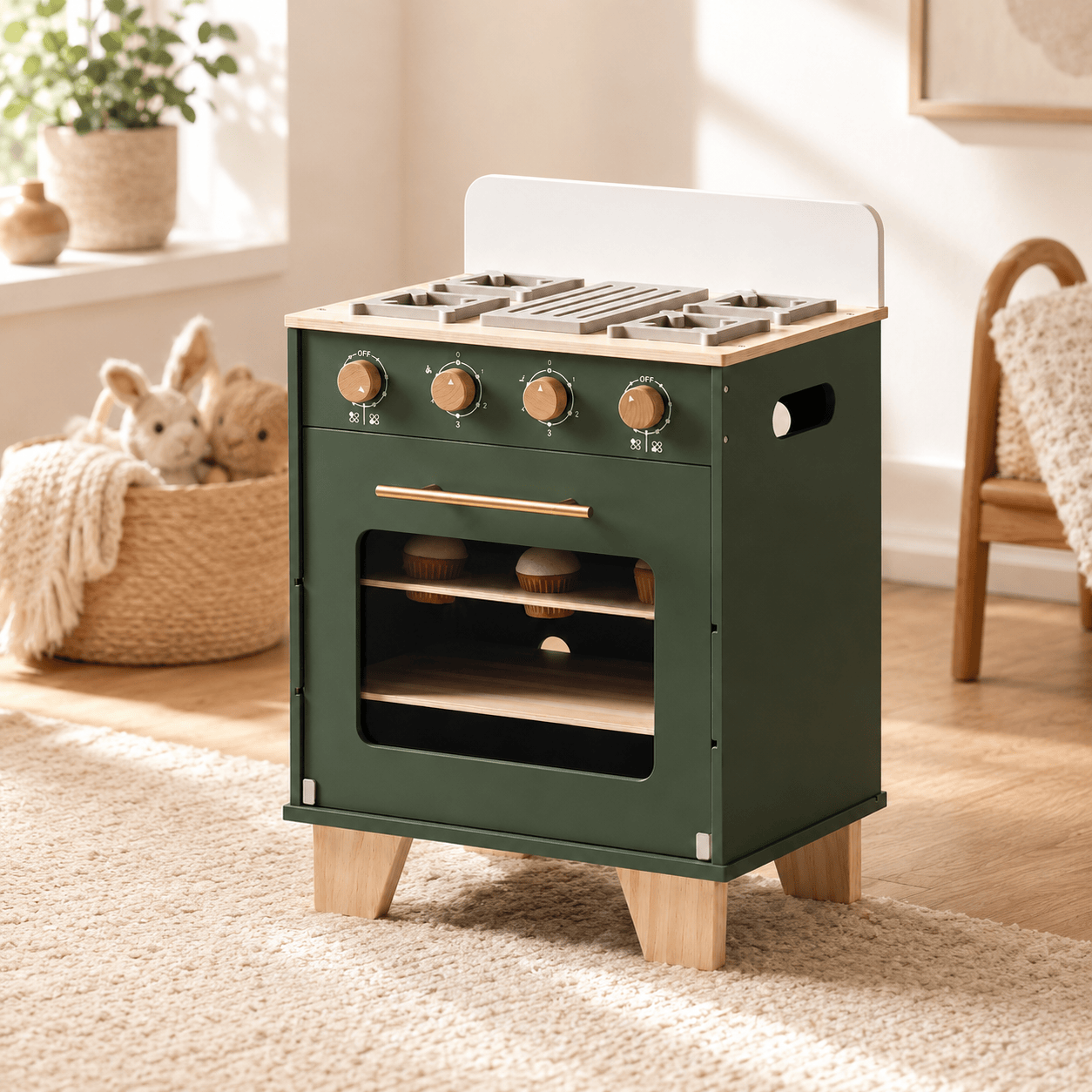 Wooden Toy Kitchen Oven Kids Pretend Play Montessori & Toys
