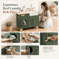 Wooden Toy Washer Dryer Kids Pretend Play Montessori & Toys