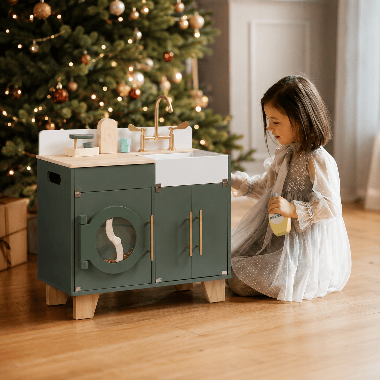 Wooden Toy Washer Dryer Kids Pretend Play Montessori & Toys