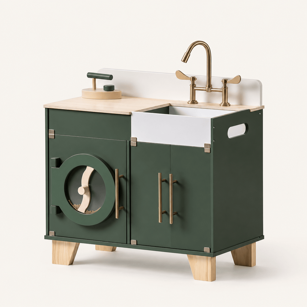 Wooden Toy Washer Dryer Kids Pretend Play Montessori & Toys
