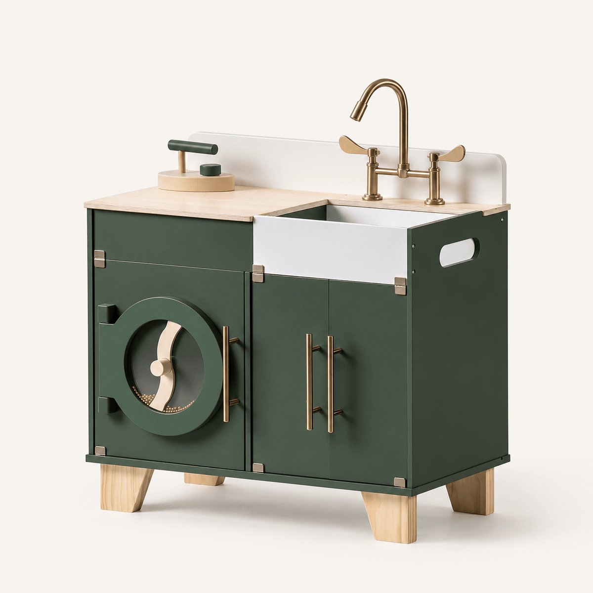 Wooden Toy Washer Dryer Kids Pretend Play Montessori & Toys