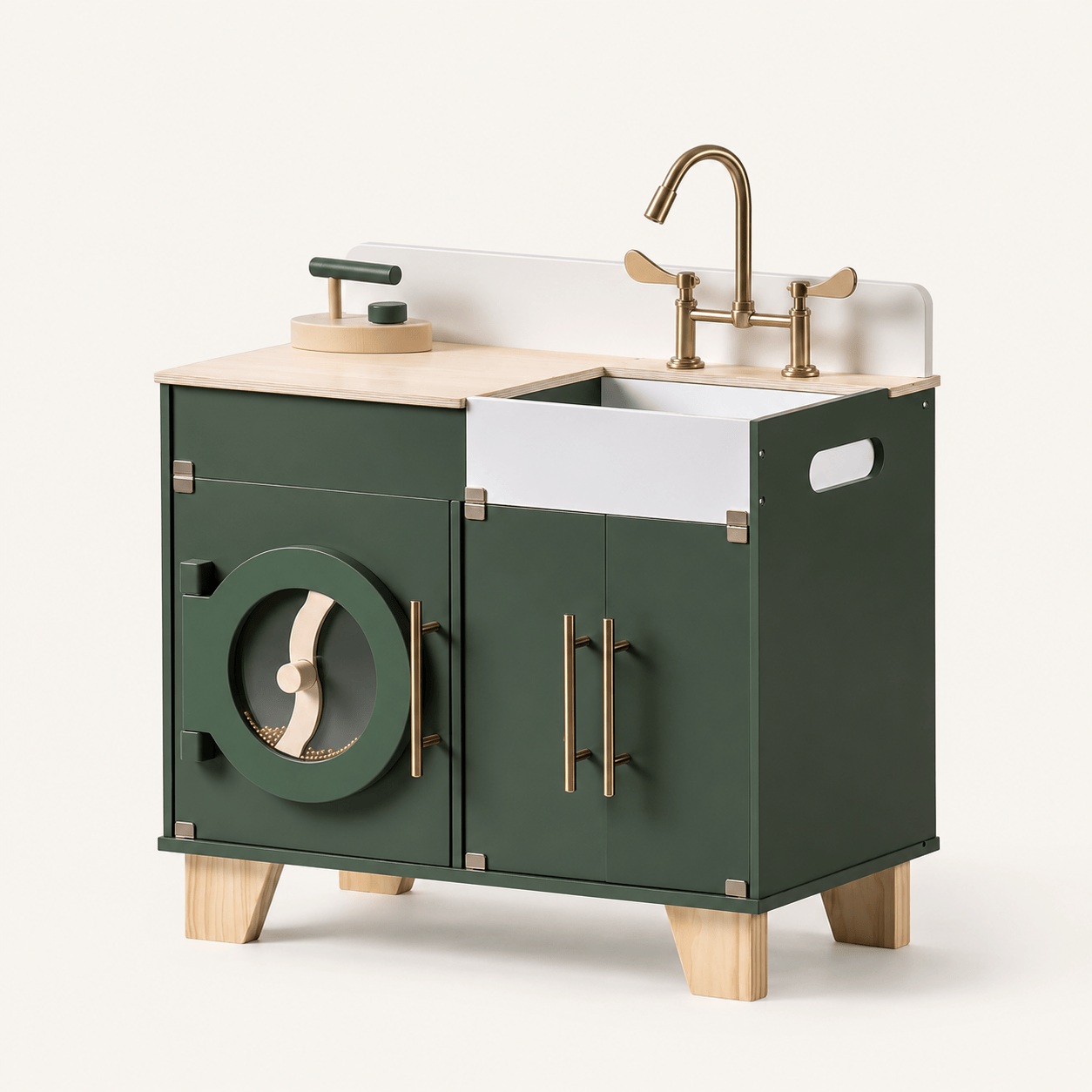 Wooden Toy Washer Dryer Kids Pretend Play Montessori & Toys