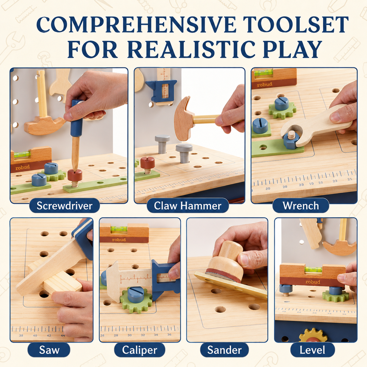 Wooden Toy Workbench Set for Kids Montessori & Toys