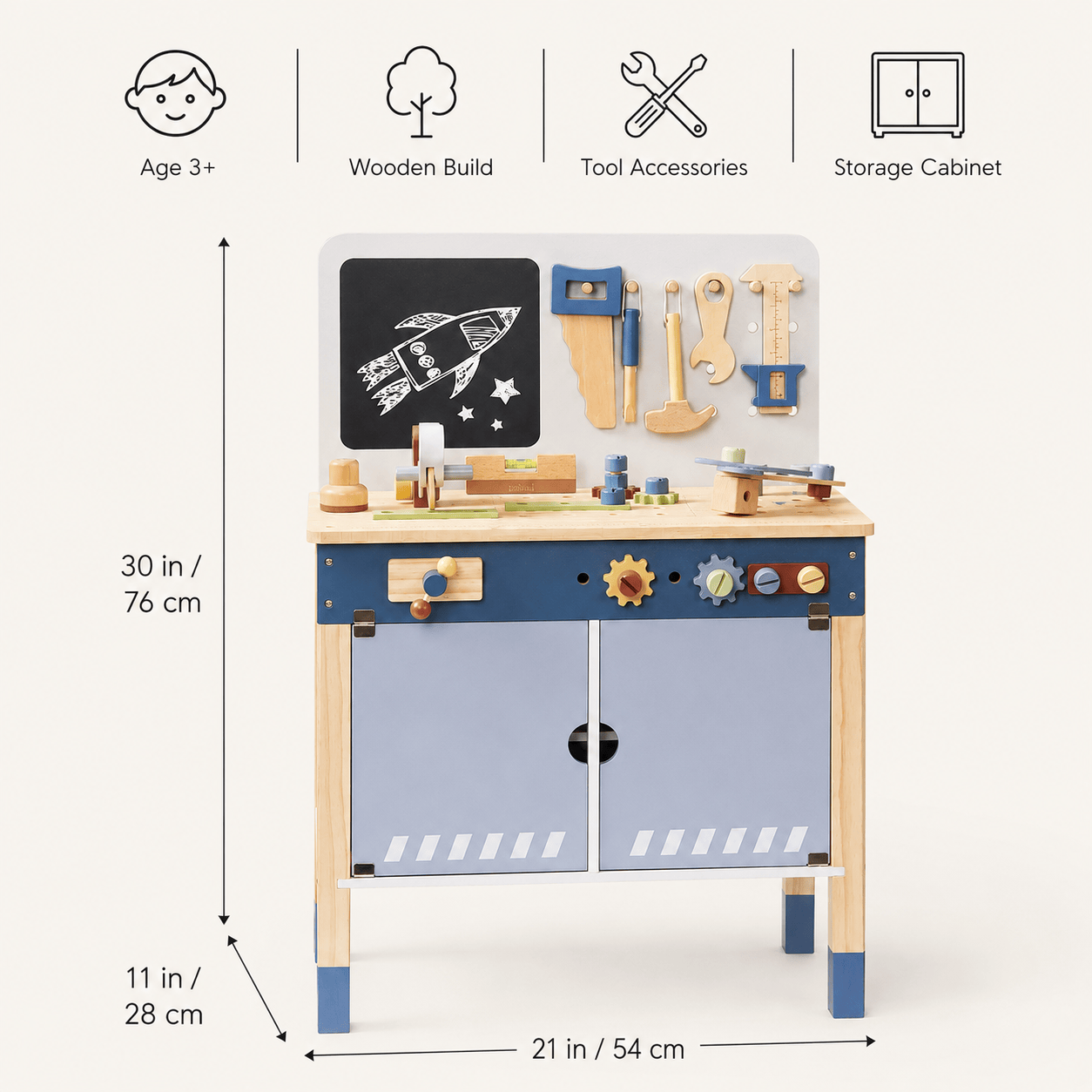 Wooden Toy Workbench Set for Kids Montessori & Toys