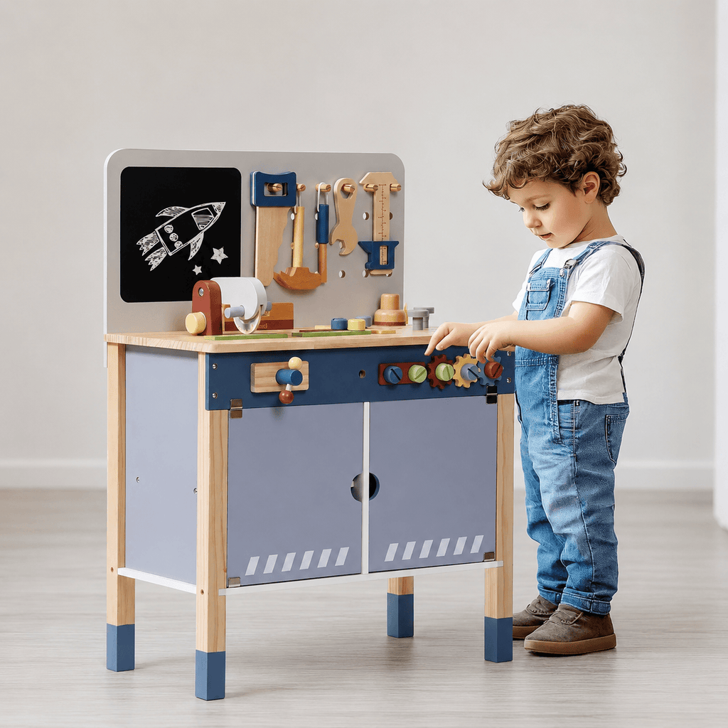 Wooden Toy Workbench Set for Kids Montessori & Toys